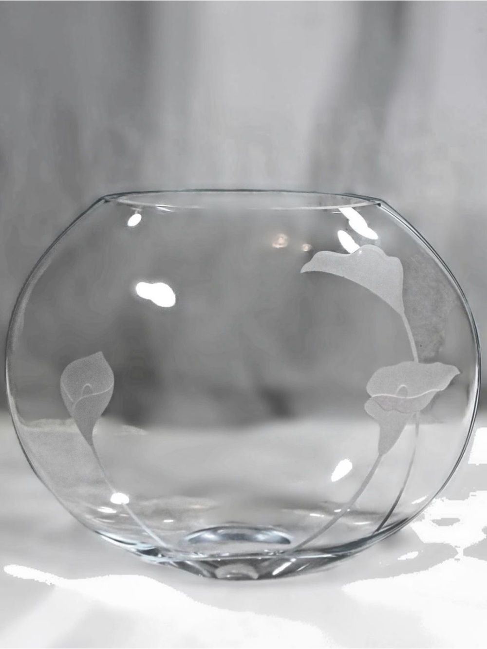 Mikasa Calla Lily 10” Oval Crystal Frosted Floral Vintage Vase – Made In Poland